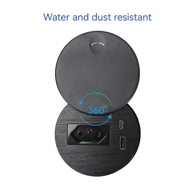 Hot Sale Desktop Round Grommet With Brazil Outlet 1 USB-A&C Charging