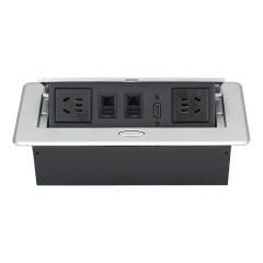 Multi-functional Desktop Pop Up Alloy Power Socket 2 China Outlets 2 CAT6 １HDMI