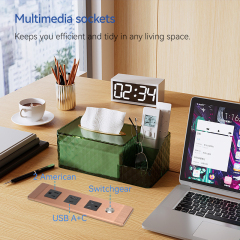 Desktop recessed In Alloy power Socket US Socket 2 US Outlets 1 USB-A&C With 1 Switch