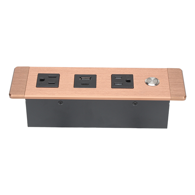 Desktop recessed In Alloy power Socket US Socket 2 US Outlets 1 USB-A&C With 1 Switch