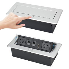 Multi-functional Desktop Pop Up Alloy Power Socket 2 China Outlets 2 CAT6 １HDMI