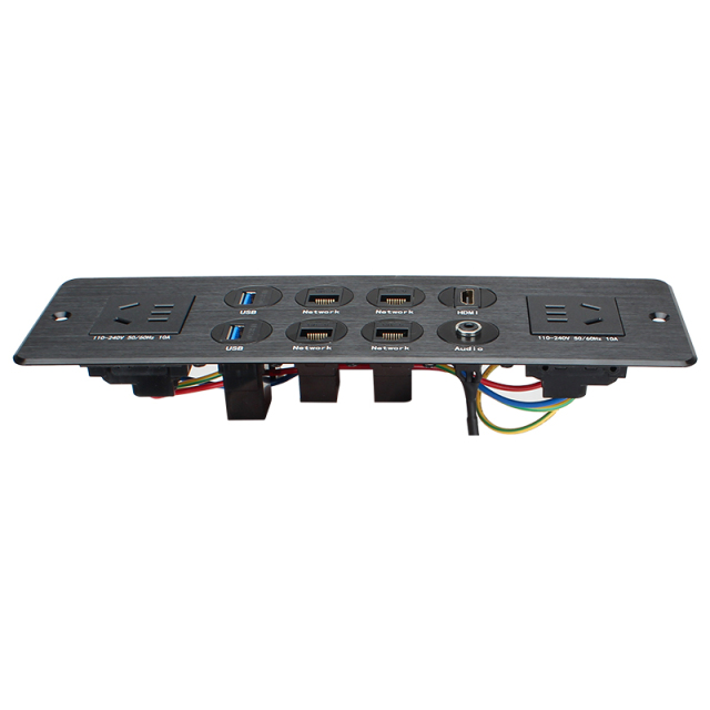 Countertop Recessed In Power Socket 2 Outlets With Multimedia Port：USB Date，CAT6，AUDIO，HDMI