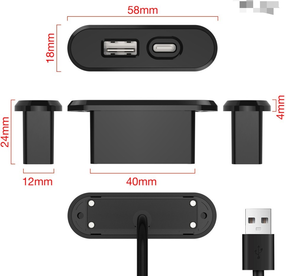 Table USB charger for Sofa USBA+C 10W with USB charging cord