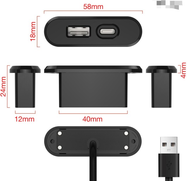 Table USB charger for Sofa USBA+C 10W with USB charging cord