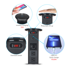 Kitchen Pneumatic Pop Up Socket With Speaker Tempered Glass Panel With Wireless Charging Elevate your kitchen experience with style and functionality