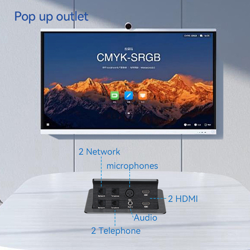 Media Hub desktop Data Box Built in Pop Up Socket With Weak Modules