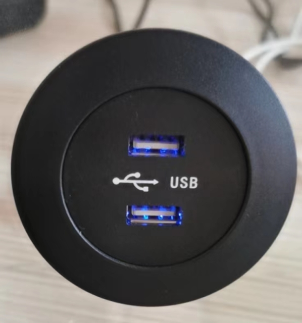 Round Sofa Charger With 2 USB-A Easy To Install On Your Sofa