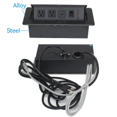 Desktop Embedded Pop Up Socket 2 US Outlets With CAT6+HDMI