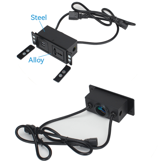 Embedded Style Power Socket Alloy Socket With USB-A Charging For Furniture