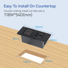 Embedded Style Power Socket Alloy Socket With USB-A Charging For Furniture