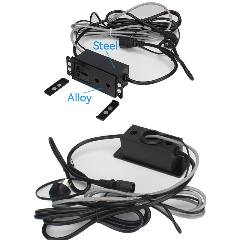 Desktop Built In Recessed Power Socket With 1 Universal outlet CAT6+CAT3