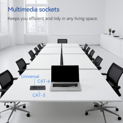 Desktop Built In Recessed Power Socket With 1 Universal outlet CAT6+CAT3
