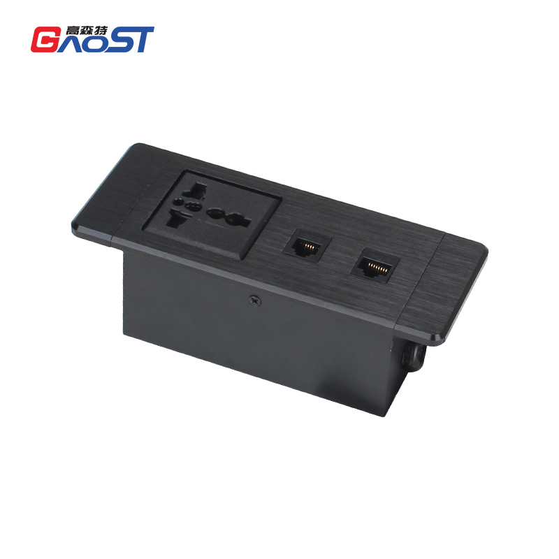 Desktop Built In Recessed Power Socket With 1 Universal outlet CAT6+CAT3