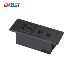 Desktop Built In Recessed Power Socket With 1 Universal outlet CAT6+CAT3