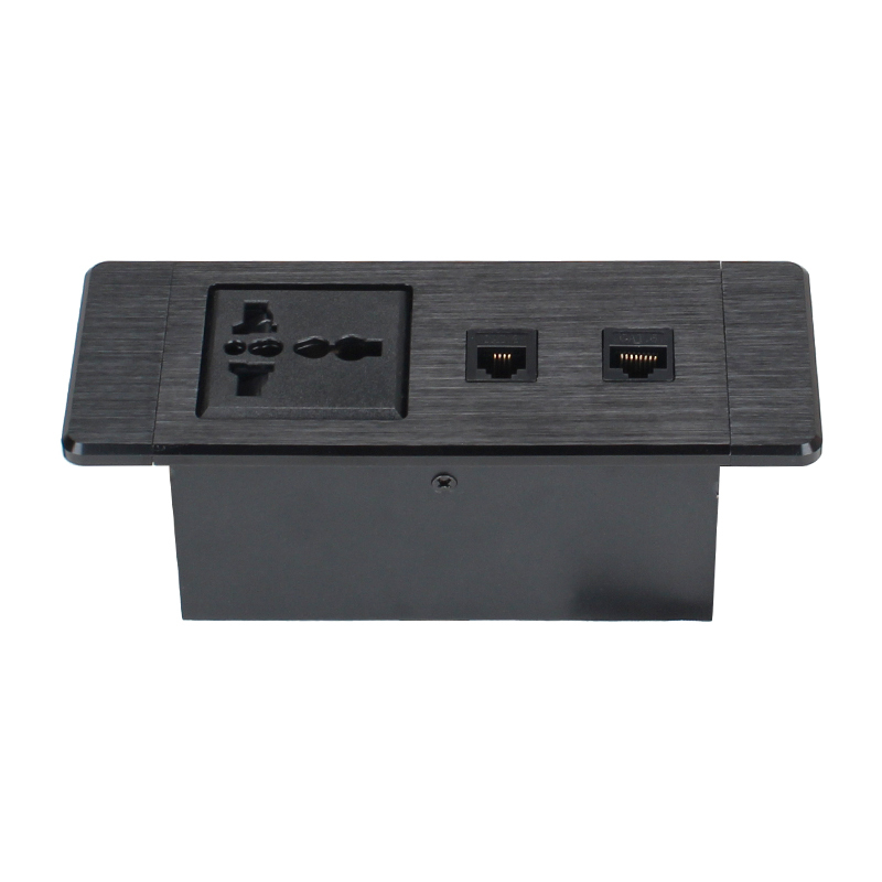 Desktop Built In Recessed Power Socket With 1 Universal outlet CAT6+CAT3