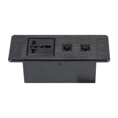 Desktop Built In Recessed Power Socket With 1 Universal outlet CAT6+CAT3