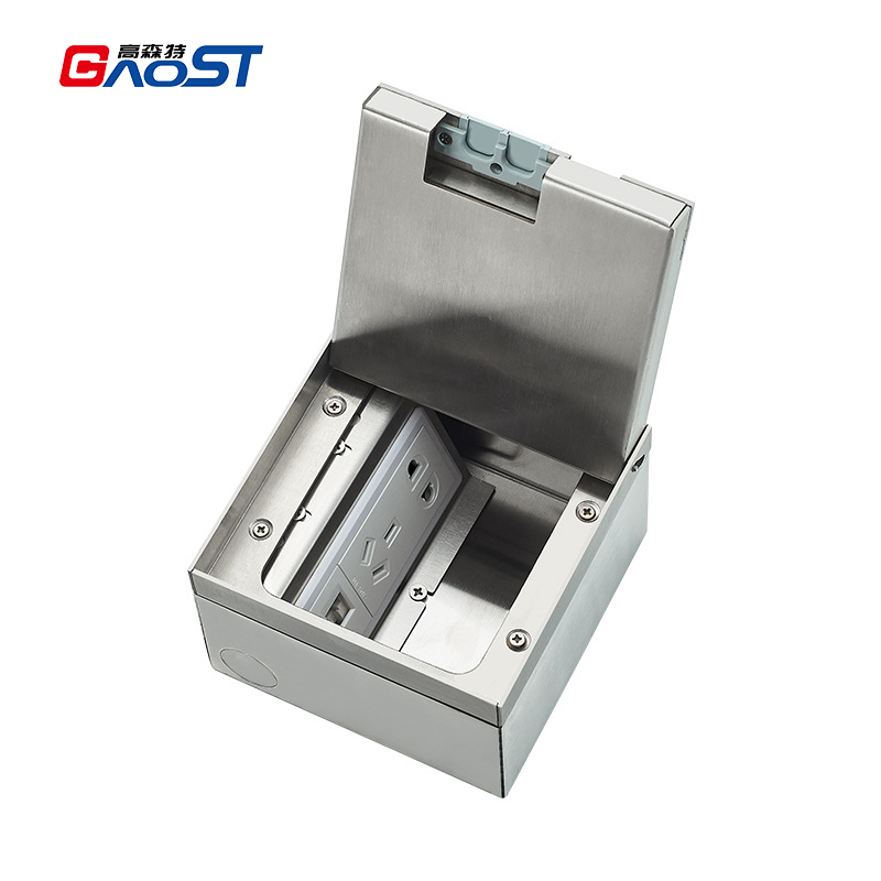 Silver Gray Invisible Opening Floor Socket Multi-function Hidden Floor Socket Box 13A UK Socket