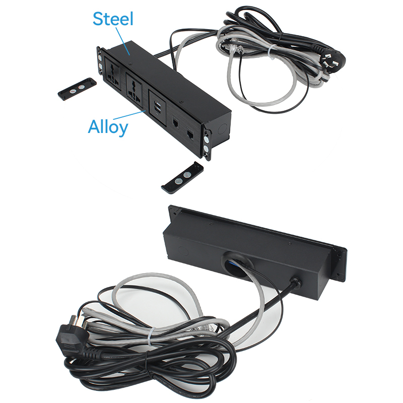 Hot Sale Alloy Power Socket Multifunctional Socket 2 Universal Outlets 2 USB-A Charging 1 CAT3 1 CAT6