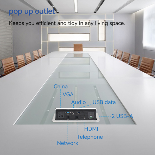 Desktop Pop Up Multifuntional Power Socket With Weak Current Modules