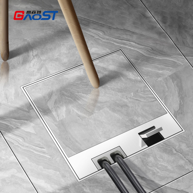 Silver Gray Invisible Opening Floor Socket Multi-function Hidden Floor Socket Box 13A UK Socket