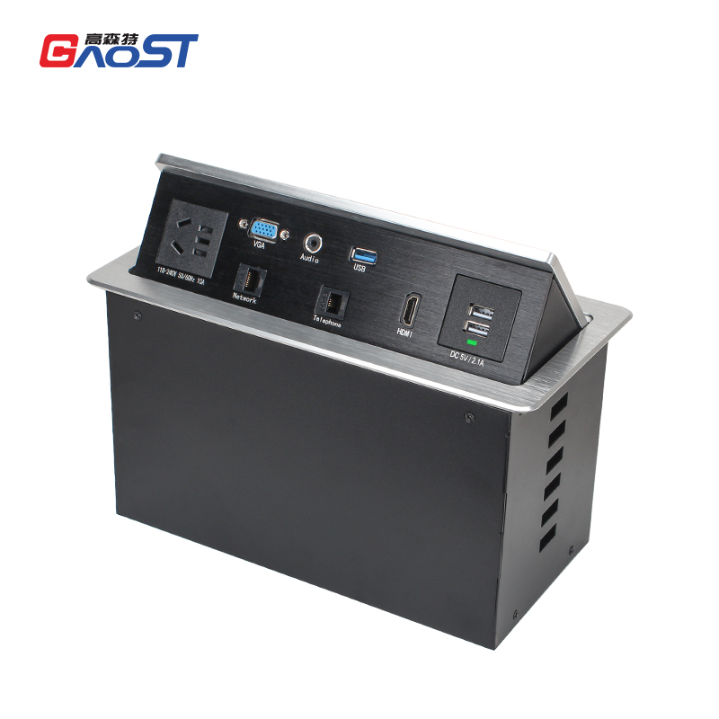 Desktop Pop Up Multifuntional Power Socket With Weak Current Modules