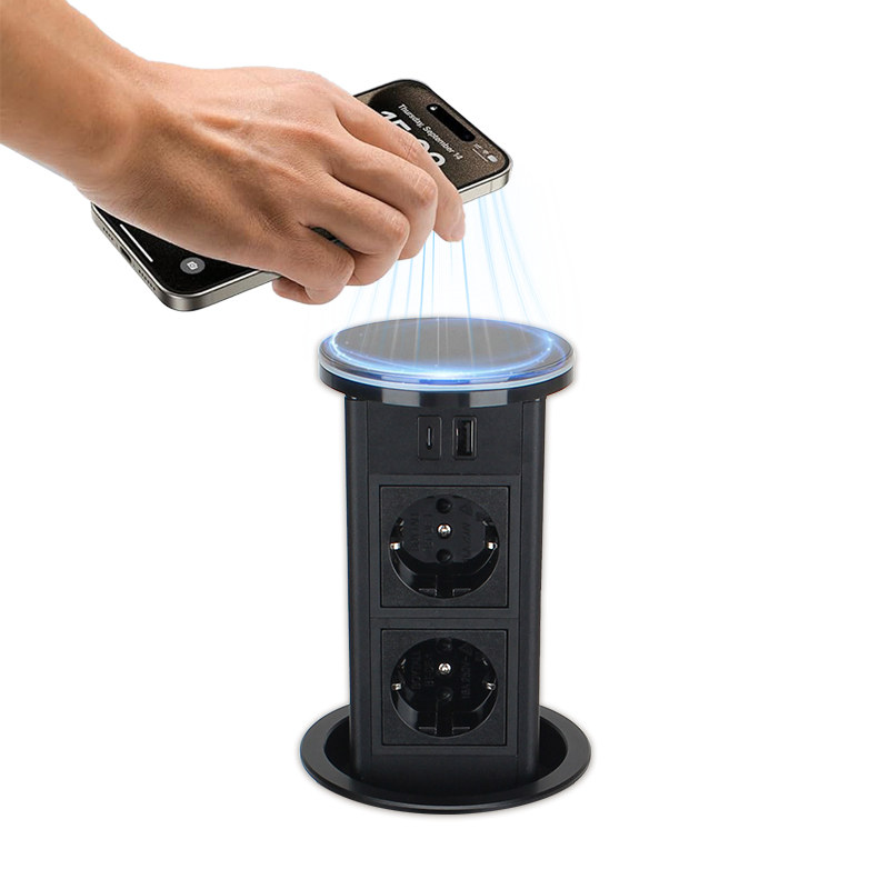 New Style Kitchen Pneumatic Pop up socket with 15W QI