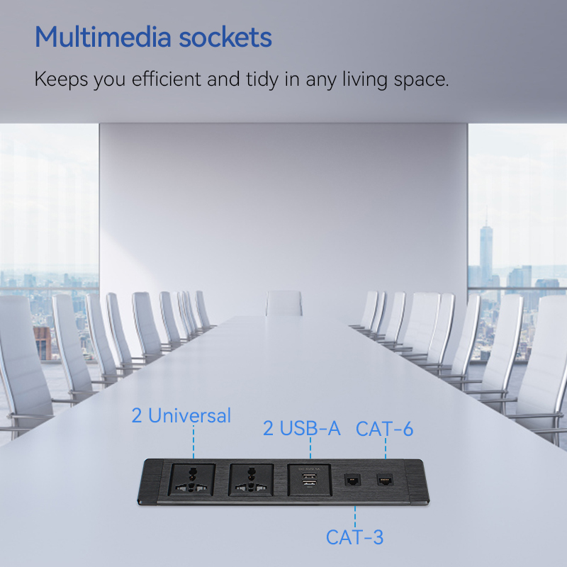 Hot Sale Alloy Power Socket Multifunctional Socket 2 Universal Outlets 2 USB-A Charging 1 CAT3 1 CAT6