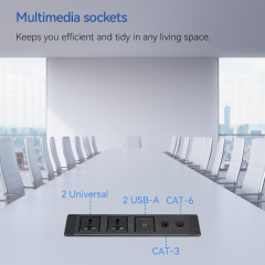 Hot Sale Alloy Power Socket Multifunctional Socket 2 Universal Outlets 2 USB-A Charging 1 CAT3 1 CAT6