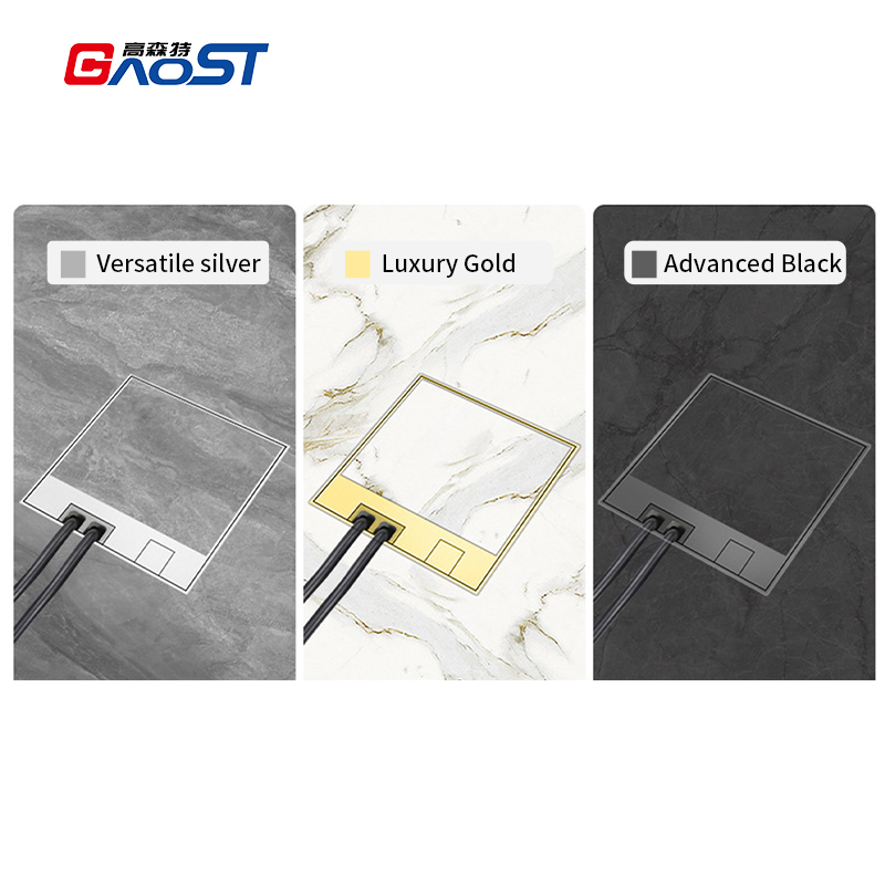 Silver Gray Invisible Opening Floor Socket Multi-function Hidden Floor Socket Box 13A UK Socket