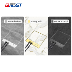 Silver Gray Invisible Opening Floor Socket Multi-function Hidden Floor Socket Box 13A UK Socket