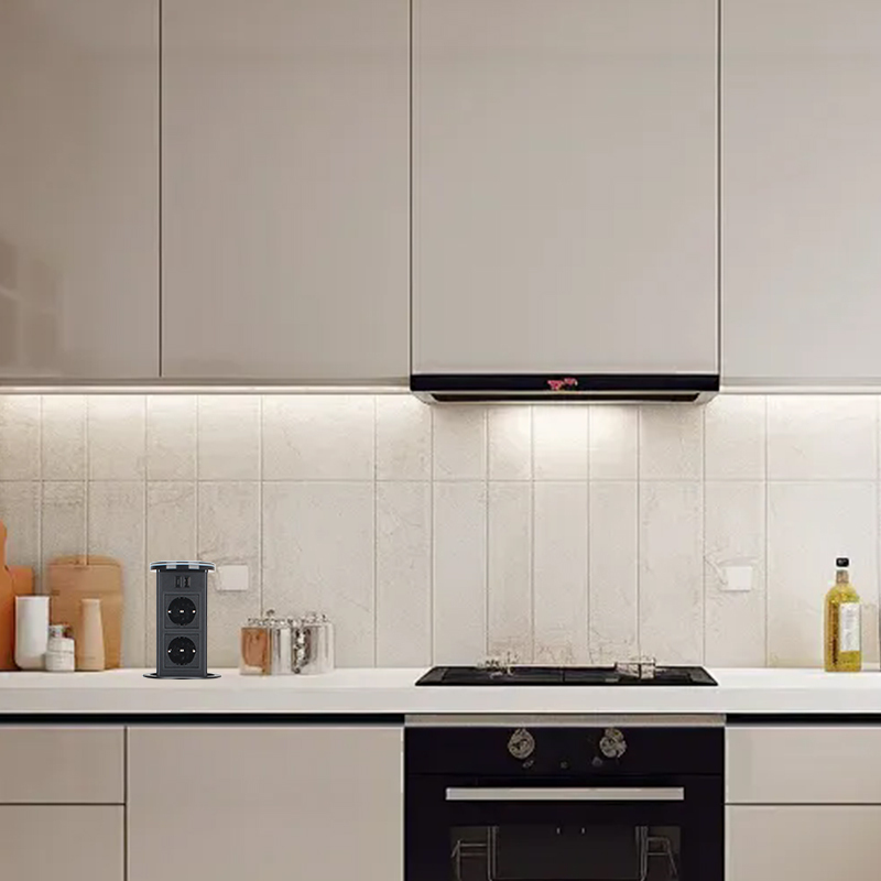 New Style Kitchen Pneumatic Pop up socket with 15W QI