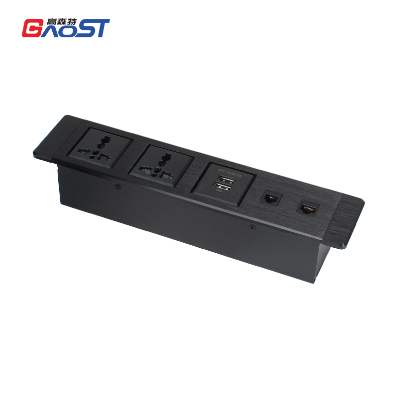 Hot Sale Alloy Power Socket Multifunctional Socket 2 Universal Outlets 2 USB-A Charging 1 CAT3 1 CAT6