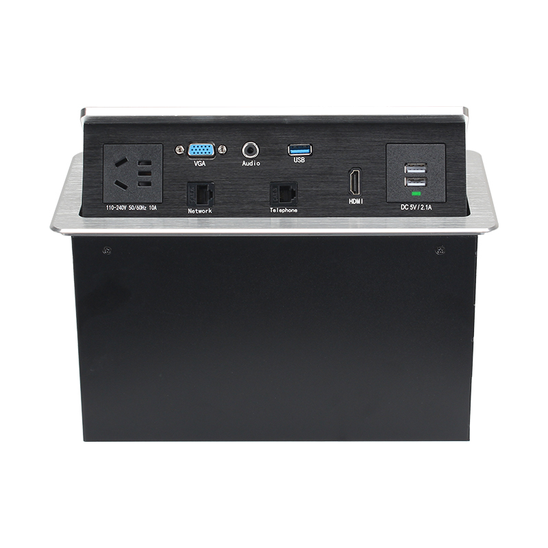Desktop Pop Up Multifuntional Power Socket With Weak Current Modules