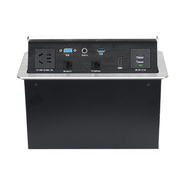 Desktop Pop Up Multifuntional Power Socket With Weak Current Modules