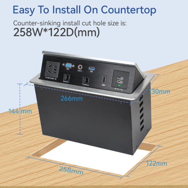 Desktop Pop Up Multifuntional Power Socket With Weak Current Modules