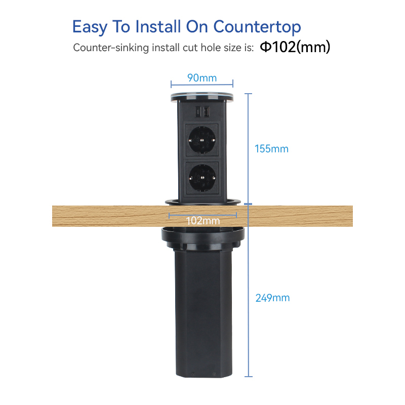 New Style Kitchen Pneumatic Pop up socket with 15W QI
