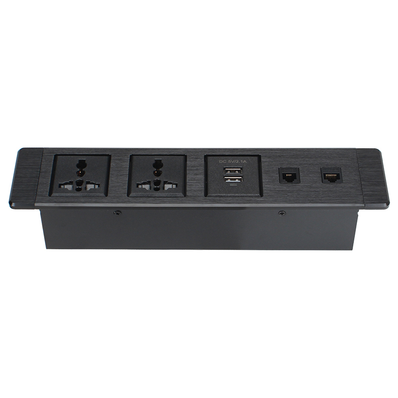 Hot Sale Alloy Power Socket Multifunctional Socket 2 Universal Outlets 2 USB-A Charging 1 CAT3 1 CAT6