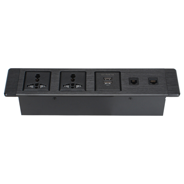 Hot Sale Alloy Power Socket Multifunctional Socket 2 Universal Outlets 2 USB-A Charging 1 CAT3 1 CAT6