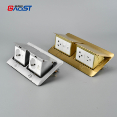 Double Gang Pop-up Aluminum Alloy Popup Floor Power Socket Outlet Box