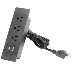 3 AC Outlet Power Strip with Dual 1A USB Furniture Hidden Charging Station for Side Table