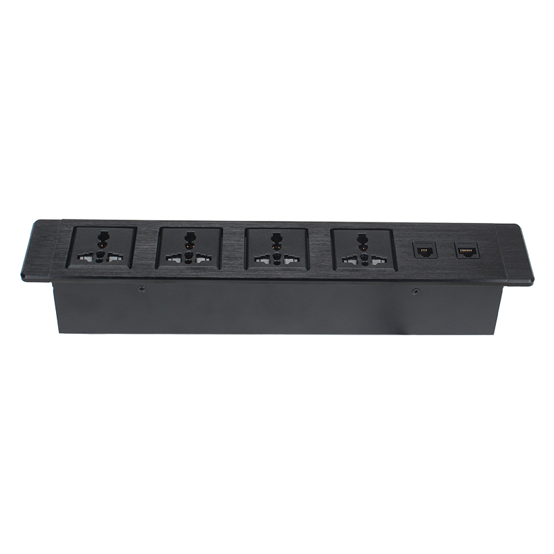 Desktop Recessed Power Socket With 4 Universal Outlets 1 CAT3+CAT6
