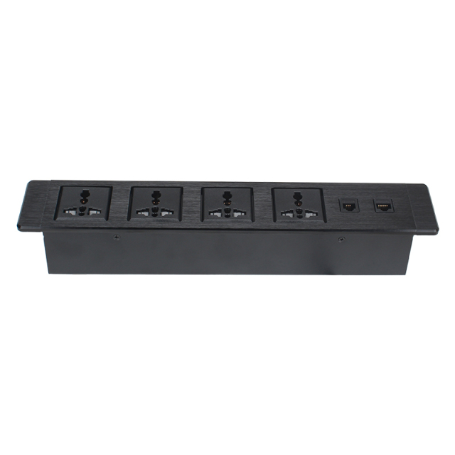 Desktop Recessed Power Socket With 4 Universal Outlets 1 CAT3+CAT6