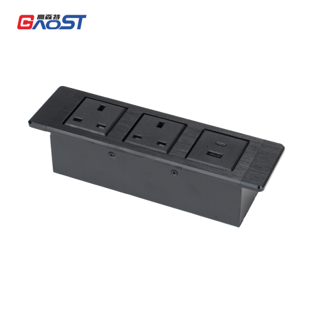High Qujality Alloy Socket Recessed Socket 2 UK Outlets 1 USB-A&C Charging