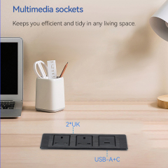 High Qujality Alloy Socket Recessed Socket 2 UK Outlets 1 USB-A&C Charging