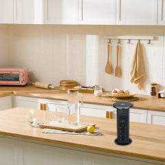 Kitchen Pop Up Power Socket Pneumatic Pop Up Socket With QI Charging Panel BT Speaker