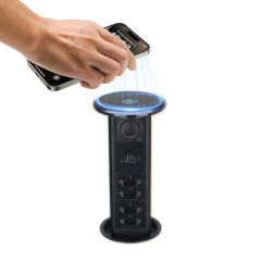 Kitchen Pop Up Power Socket Pneumatic Pop Up Socket With QI Charging Panel BT Speaker