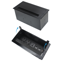 Desktop Embedded Socket Flip Up Power Socket With 3 UK Outlets 1 USB-A+C Charging CAT6 And HDMI