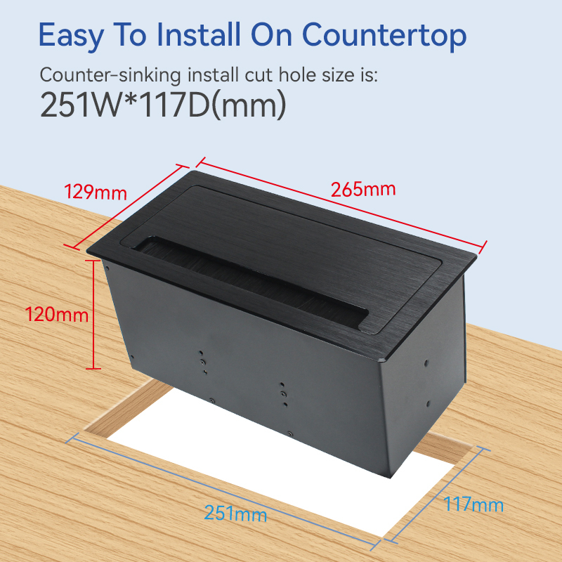 Desktop Embedded Socket Flip Up Power Socket With 3 UK Outlets 1 USB-A+C Charging CAT6 And HDMI