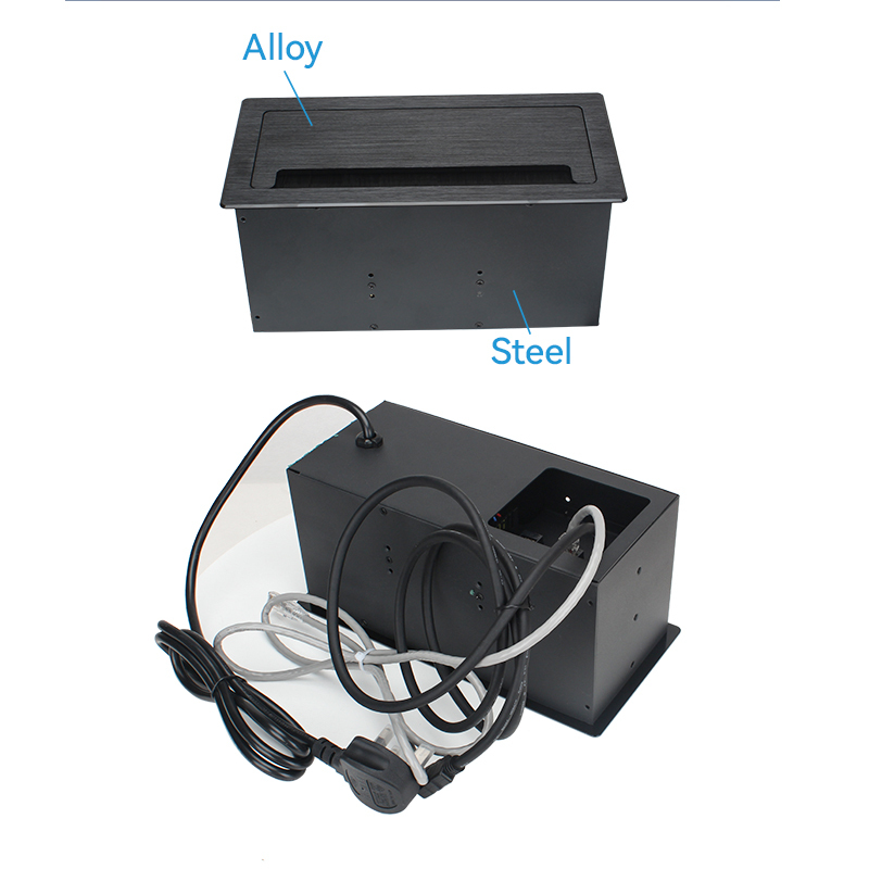 Desktop Embedded Socket Flip Up Power Socket With 3 UK Outlets 1 USB-A+C Charging CAT6 And HDMI