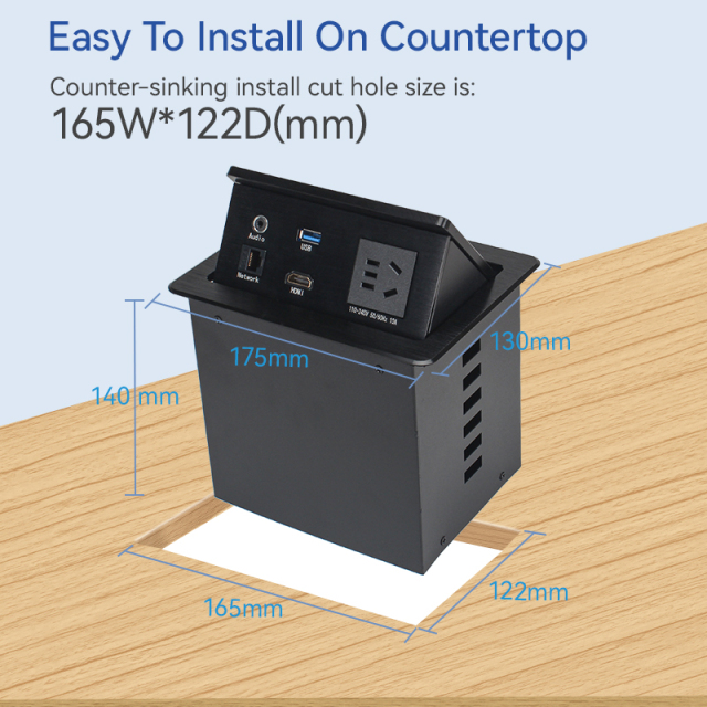 Multimedia Desk recessed Power Socket With AUDIO CAT6 HDMI And USB Date Port